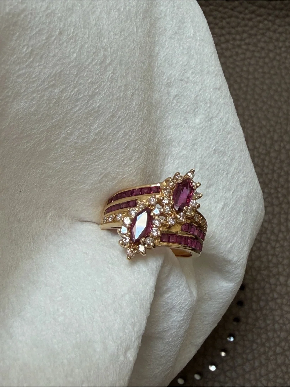 18k Ruby & Diamond Vintage Toi Et Moi Ring